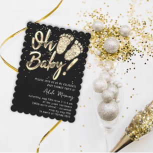 Invitación Guión Baby Shower de los pies de los pasteles de o
