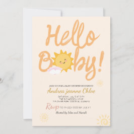 Invitación Guión Baby Shower Sunshine Simple Moderno elegante
