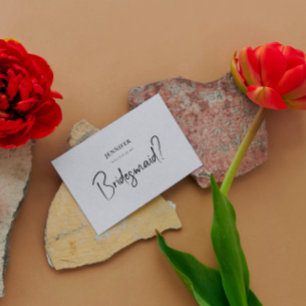 Invitación Guión blanco de lino gris serás mi dama de honor