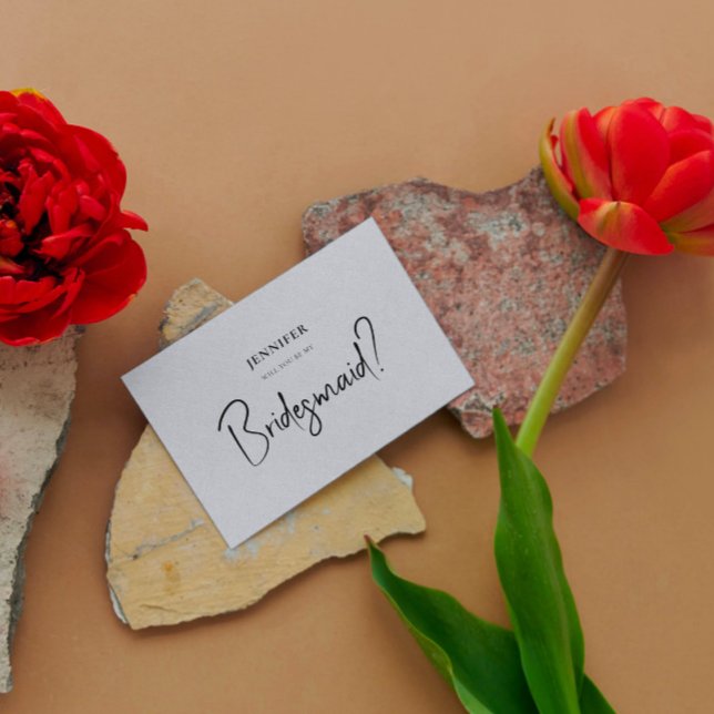 Invitación Guión blanco de lino gris serás mi dama de honor (Subido por el creador)