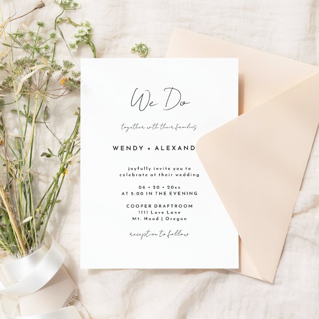 Invitación Guión blanco moderno que hacemos Boda (Subido por el creador)