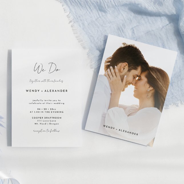 Invitación Guión blanco moderno que hacemos Boda de fotos (Subido por el creador)