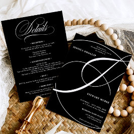 Invitación Guión blanco negro todo en un boda de caligrafía