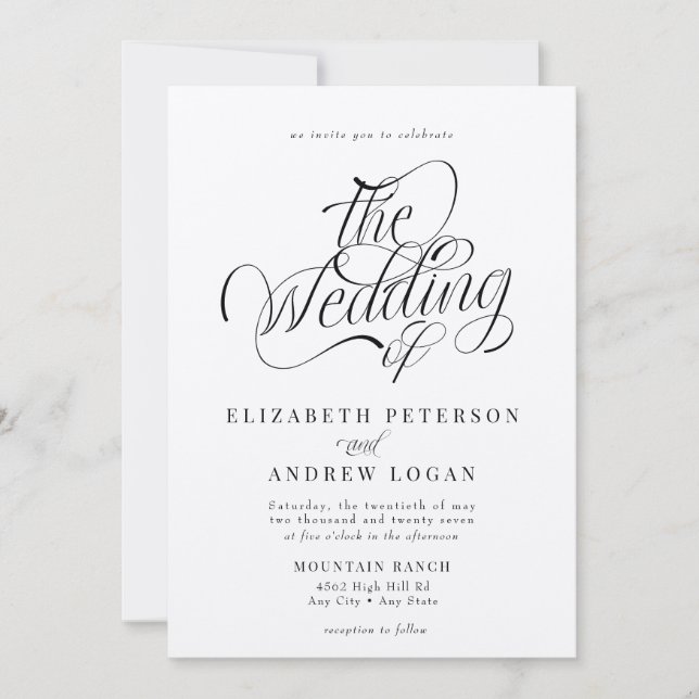 Invitación Guión Boda clásico (Anverso)