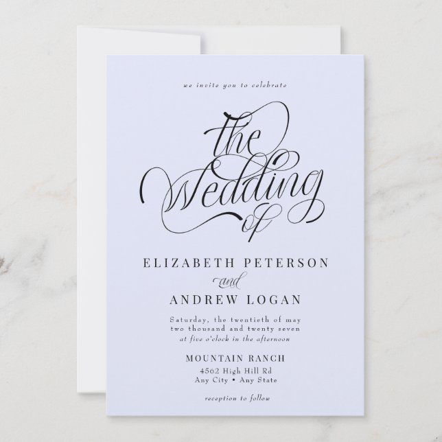 Invitación Guión Boda clásico (Anverso)