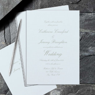 Invitación Guión Boda de línea azul en polvo clásico