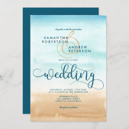 Invitación Guión boda de moda de playa de destino de verano