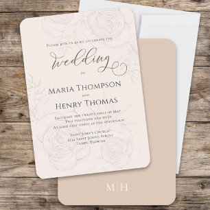 Invitación Guión Boda floral de Rubor elegante