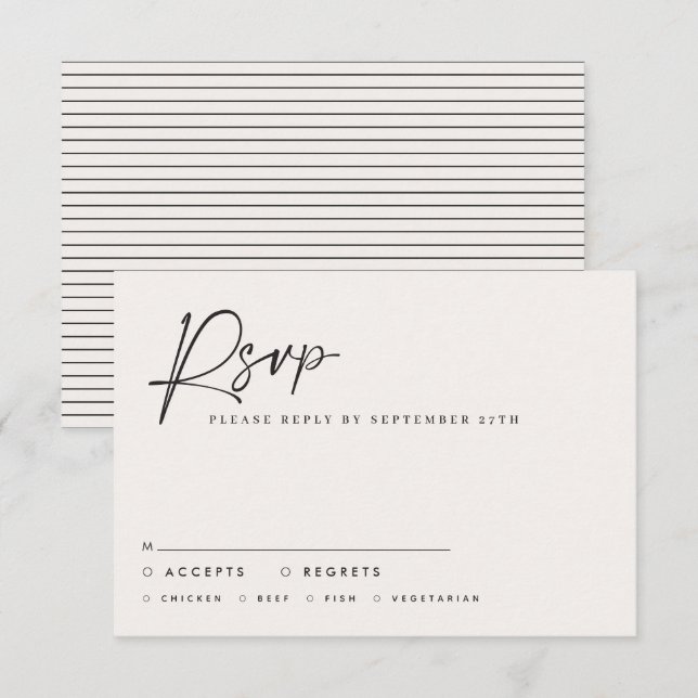 Invitación guión boda guión blanco negro moderno i elegante (Anverso / Reverso)