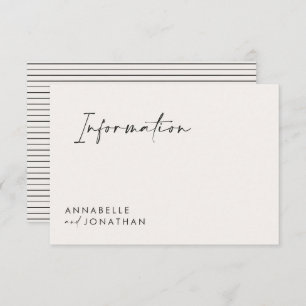 Invitación Guión boda información moderna en blanco y negro