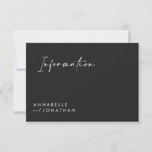 Invitación Guión boda información simple negra moderna