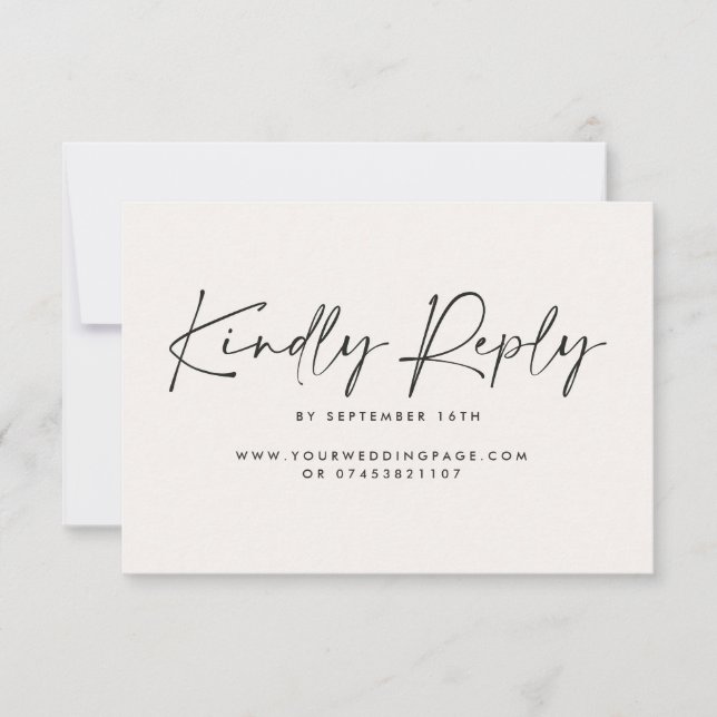 Invitación guión boda respuesta elegante en blanco negro mode (Anverso)