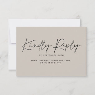 Invitación guión boda respuesta elegante gris moderno