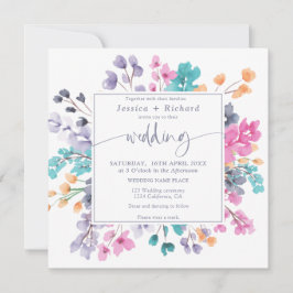 Invitación Guión boda rosa de lavanda floral de campo moderno