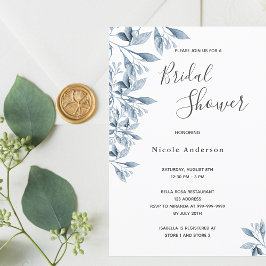 Invitación Guión botánico azul Bridal Shower