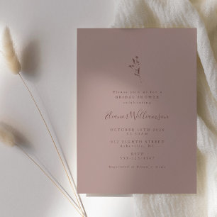 Invitación Guión botánico Dusty Mauve Boho Bridal Shower