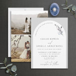 Invitación Guión botánico moderno de arca gris 3 Boda fotográ<br><div class="desc">¿Buscas una invitación de boda moderna y elegante que haga una declaración? No busque más y venga a nuestra invitación a la boda fotográfica con el guión botánico 3 del moderno Arco Gris. Esta elegante y elegante invitación presenta un arco blanco sobre un fondo gris muy fresco, con delicados acentos...</div>
