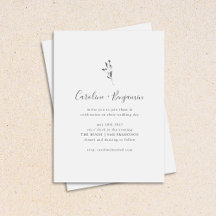 Guión botánico simple Boda del Boho blanco negro