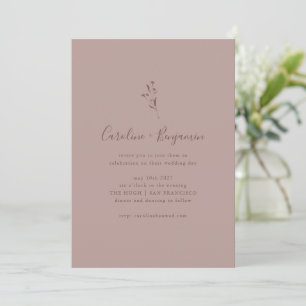 Invitación Guión botánico simple Dusty Mauve Boho Boda I