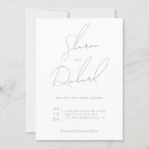 Guión caligrafía sage verde boda minimalista