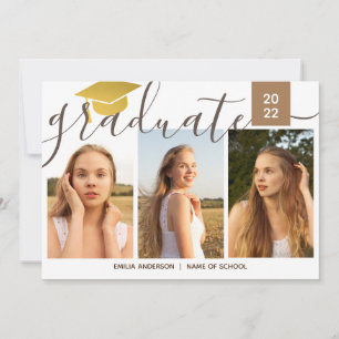 Invitación Guión caligráfico 4 Graduación de Collage de fotos