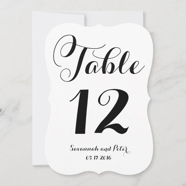 Invitación Guión caligráfico Monograma Boda Números de tabla (Anverso)