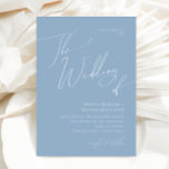 Invitación Guión caprichoso | Azul turbio El Boda de<br><div class="desc">Presentamos nuestro impresionante guión caprichoso | azul polvoriento el boda de la invitación perfecto para su sencilla y moderna celebración de la primavera boho. Nuestro elegante diseño incluye una vibrante paleta de colores pastel y luminosa con un guión de caligrafía de moda vintage. Ya sea que prefiera un estilo minimalista...</div>