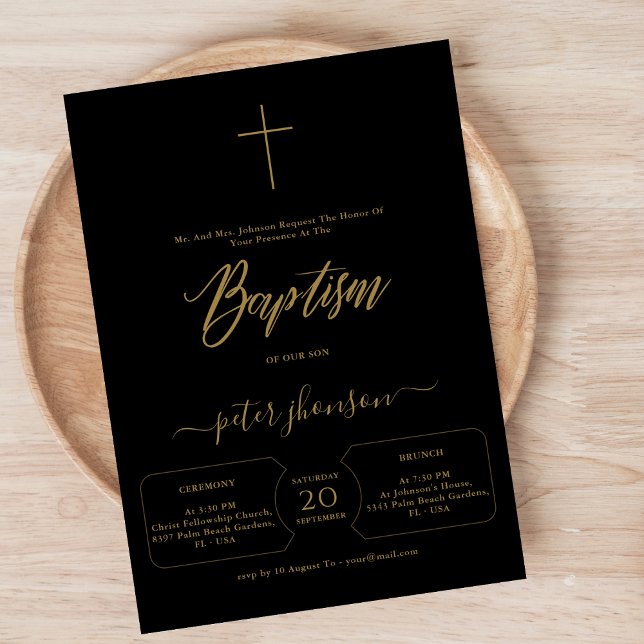 Invitación Guión caprichoso Bautismo neutral de género negro  (Subido por el creador)