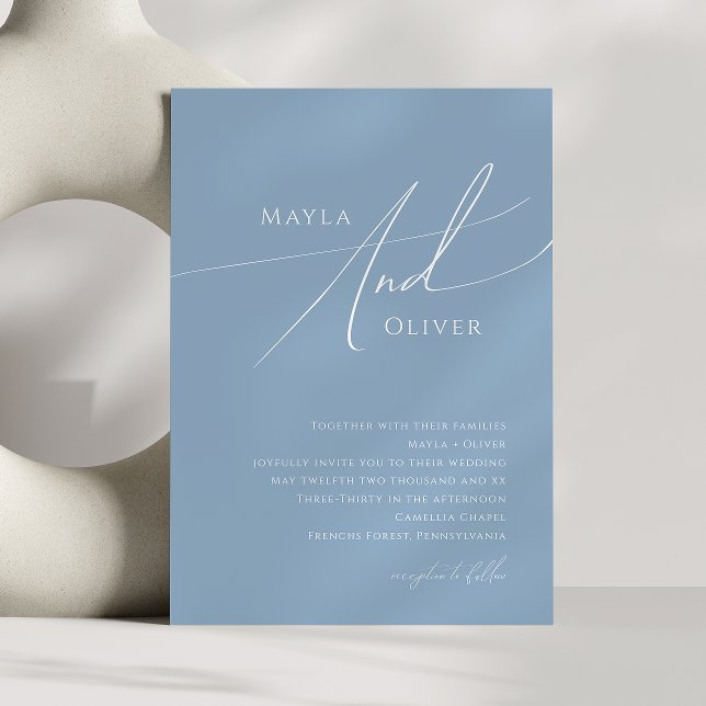 Invitación Guión caprichoso | Boda azul turbio (Subido por el creador)