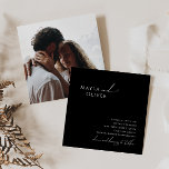 Invitación Guión caprichoso | Boda de Black Photo Square<br><div class="desc">Este guión caprichoso | la invitación a la boda en el cuadrado de fotos negras es perfecta para su simple y clásico boda boho moderno minimalista en blanco y negro. El diseño presenta una caligrafía escrita a mano, elegante, delicada y romántica, con una tipografía chic y formal. El aspecto irá...</div>