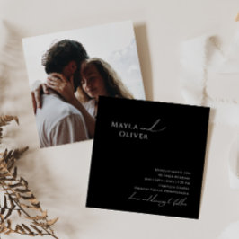 Invitación Guión caprichoso | Boda de Black Photo Square