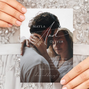 Invitación Guión caprichoso   Boda de fotos Casual Negro