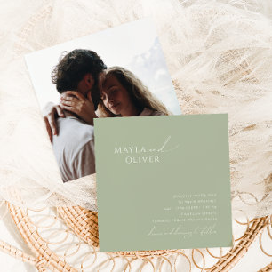 Invitación Guión caprichoso   Boda de Sage Green Photo Square