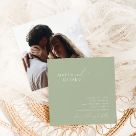 Invitación Guión caprichoso | Boda de Sage Green Photo Square