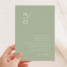 Invitación Guión caprichoso | Boda del Monograma Verde Sabio
