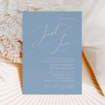 Invitación Guión caprichoso | Boda Dusty Blue Just Love<br><div class="desc">Presentamos nuestro impresionante guión caprichoso | azul polvoriento sólo amor invitación a la boda perfecta para su sencilla y moderna celebración de la primavera boho. Nuestro elegante diseño incluye una vibrante paleta de colores pastel y luminosa con un guión de caligrafía de moda vintage. Ya sea que prefiera un estilo...</div>