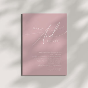 Invitación Guión caprichoso   Boda Rosa polvoriento