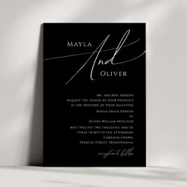 Invitación Guión caprichoso | Boda tradicional negro