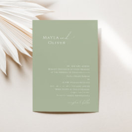 Invitación Guión caprichoso | Boda tradicional verde sabio