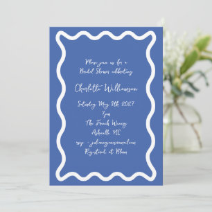 Invitación Guión Caprichoso Borde de Garabato Azul Despedida