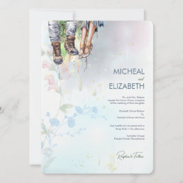 Invitación Guión caprichoso de flores silvestres de madera