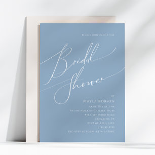 Invitación Guión caprichoso   Duste Blue Bridal Shower