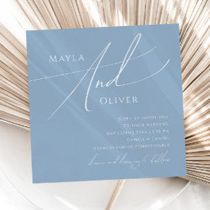 Invitación Guión caprichoso   Dusty Boda de la plaza azul