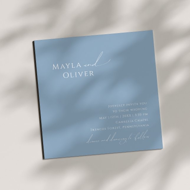 Invitación Guión caprichoso | Dusty Boda de la plaza azul (Subido por el creador)