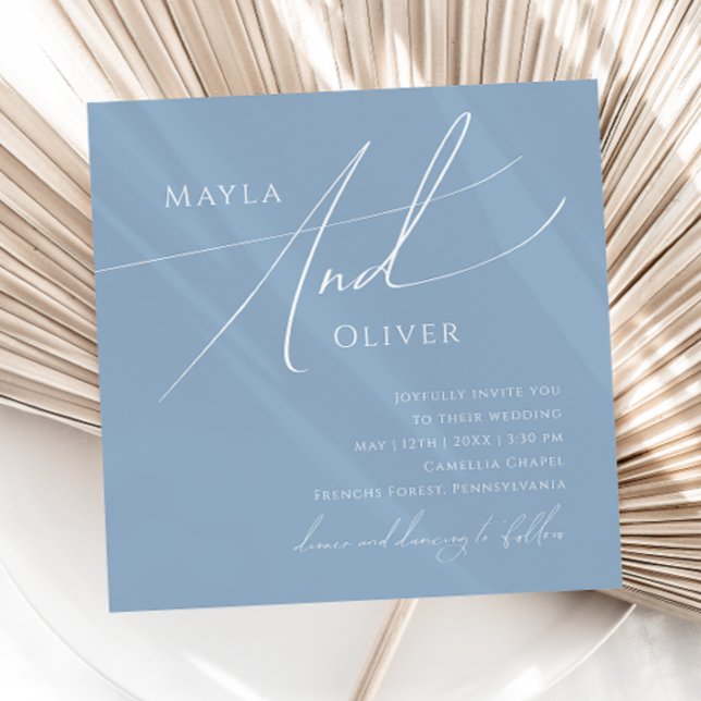 Invitación Guión caprichoso | Dusty Boda de la plaza azul (Subido por el creador)