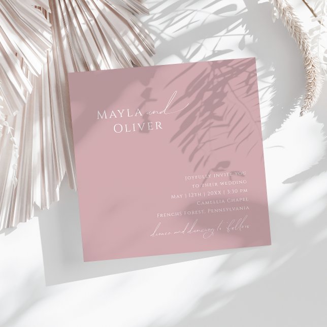 Invitación Guión caprichoso | Dusty Rosa Boda cuadrado (Subido por el creador)