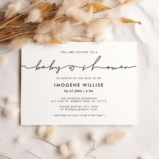 Invitación Guión caprichoso lindo Bebé ducha (Subido por el creador)