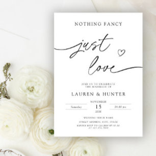 Invitación Guión caprichoso Nada Fancy Just Love Boda