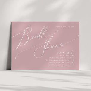 Invitación Guión caprichoso   Rosa Horizontal Bridal Shower