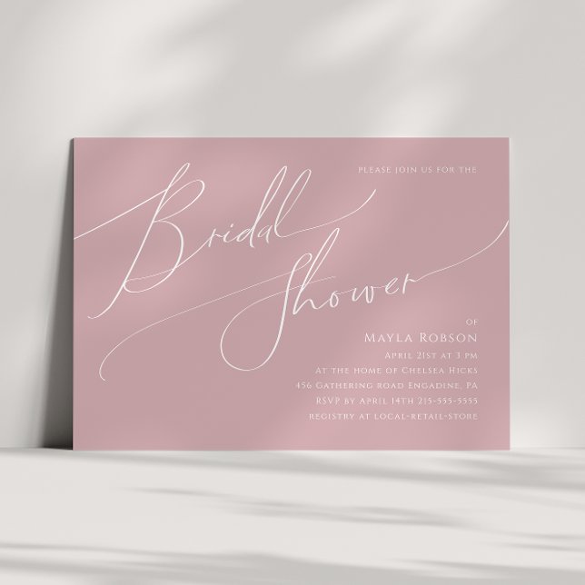 Invitación Guión caprichoso | Rosa Horizontal Bridal Shower (Subido por el creador)